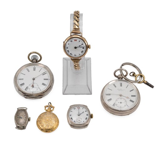 23 - J W Benson silver pocket watch with subsidiary seconds dial and one other silver pocket watch, and a... 