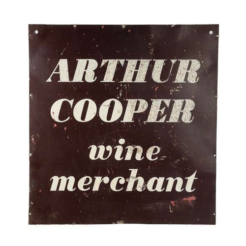 30 - 'Arthur Cooper Wine Merchant,' double sided tin sign, 84cm x 90cm.