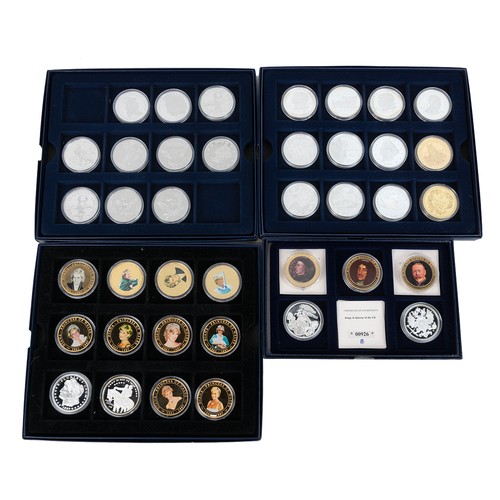 36 - Commemorative boxed coin sets, Westminster. Including: Greatest US coin replicas, Royal and WW2 comm... 