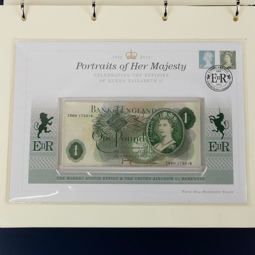 41 - An album of Portraits of Her Majesty First Day Coin and Banknote covers, limited edition 130/500 by ... 