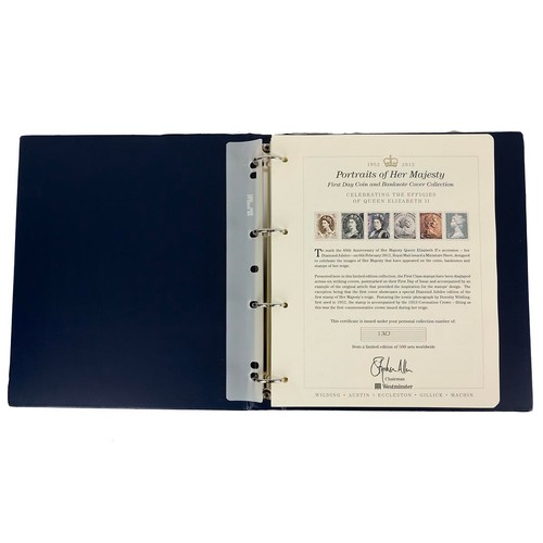 41 - An album of Portraits of Her Majesty First Day Coin and Banknote covers, limited edition 130/500 by ... 