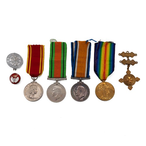 61 - Family medals. WW1 War and Victory medals awarded to 1276 Gnr. J Wemyss R.A; WW2 medal (unmarked); E... 