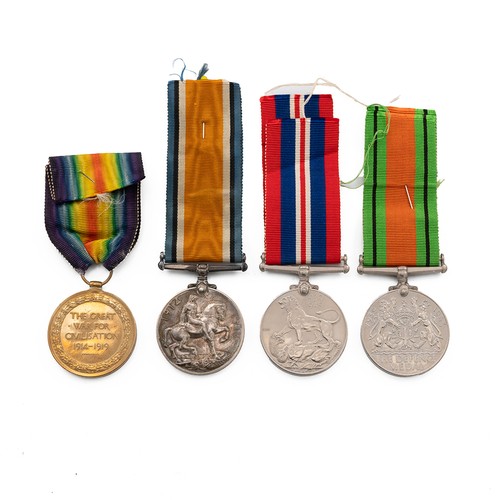 67 - Medals. Victory and British War medals awarded to 144589 Pte W. Green Labour Corps. Also WW2 Defence... 