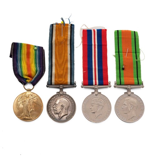 67 - Medals. Victory and British War medals awarded to 144589 Pte W. Green Labour Corps. Also WW2 Defence... 