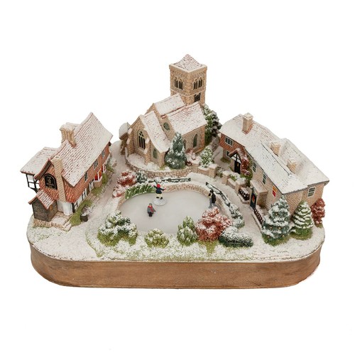 104 - Group of Winter / Christmas Collection Lilliput Lane cottages including 'Holiday on Ice' illuminated... 