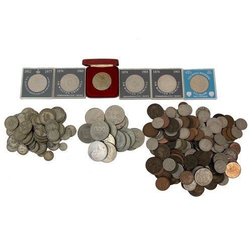 33 - UK and world coinage to include 425 grams of pre-1947 50% silver, commemorative crowns and an SS Can... 