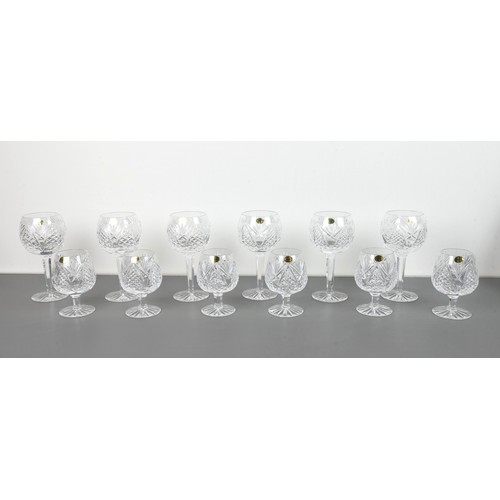 137 - A set of six boxed vintage Tyrone Antrim balloon wine glasses and a set of six matching brandy glass... 