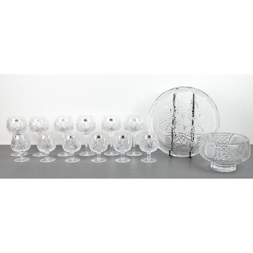 137 - A set of six boxed vintage Tyrone Antrim balloon wine glasses and a set of six matching brandy glass... 