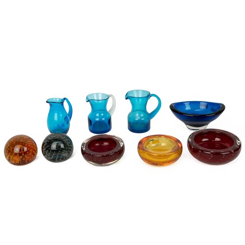 138 - Collection of Whitefriars glassware, assorted colours including vases, ashtrays, jugs, paperweights ... 