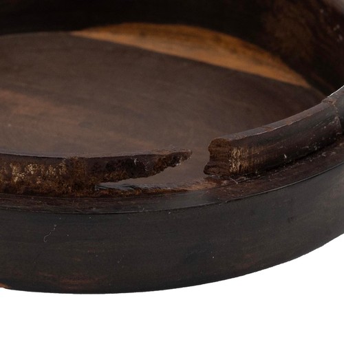 144 - Early 20th Century turned rosewood lidded dish, of circular form with carved decoration to the lid D... 