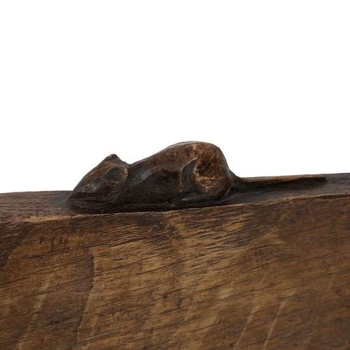 145 - Workshop of Robert 'Mouseman' Thompson, English oak bootjack. Adze marks to surfaces, original dark ... 