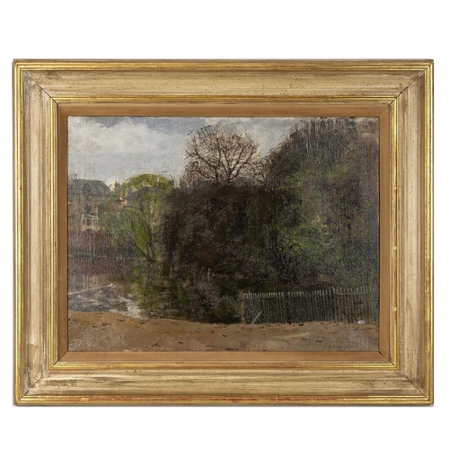 160 - Ken Howard, RA NEAC OBE (1932-2022, British), 'Hampstead Heath Pond', oil on canvas, signed lower ri... 