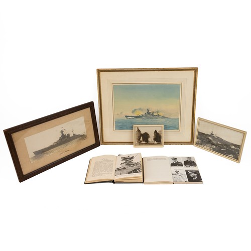 162 - Military Royal Navy Interest - a collection of pictures and books relating to HMS Hood to include: E... 