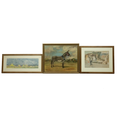 163 - Charles Rodwell, 20th Century, watercolour, man carrying a yoke, 25cm x 36cm, along with another by ... 