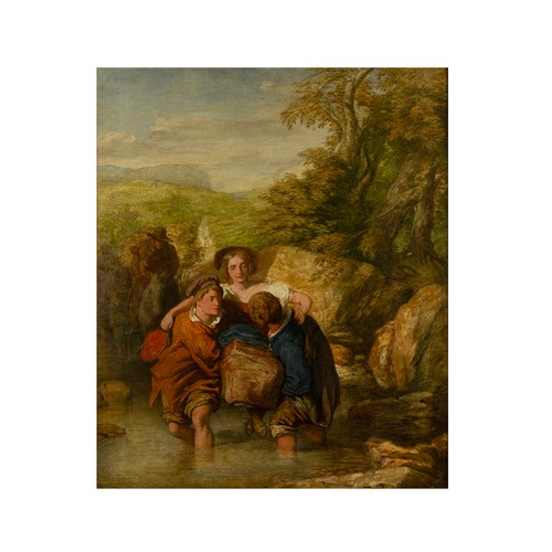 177 - William Mulready, RA (Irish, 1786-1863) (attrib.), study figures, Crossing the Ford, country scene, ... 