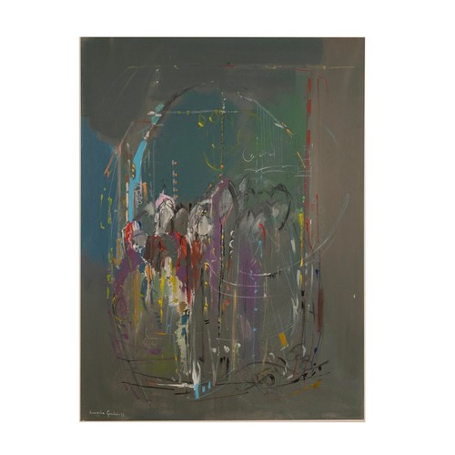 178 - Leslie Goodwin MBE, RWE. RI (British b.1929), abstract titled 'Religious Procession', signed and dat... 