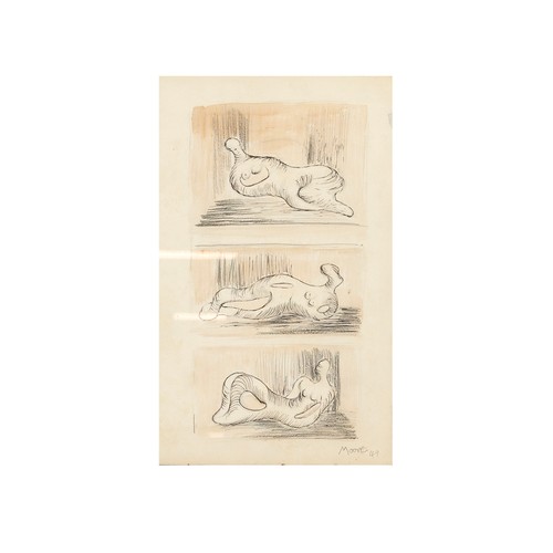 179 - Henry Moore OM. CH (British, 1898-1986) (attrib.), pen and ink wash, Contemporary Studies of Reclini... 