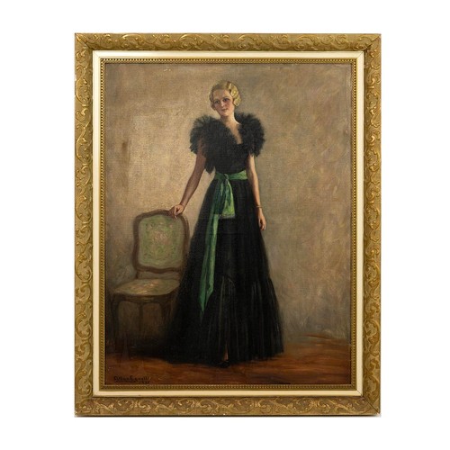 193 - Allan Egnell (1884-1960), Art Deco lady in an evening dress, signed and dated 1935, oil on canvas, 8... 