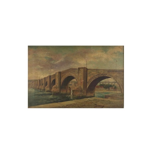 194 - L Sinclair, oil on canvas study of a bridge and viaduct, framed, 43cm x 29cm.