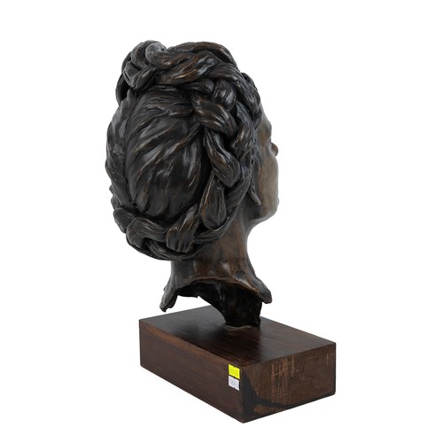 203 - Anna O Corcoran, contemporary bronzed resin bust of Frida Kahlo titled 'Frida'. Label to the undersi... 