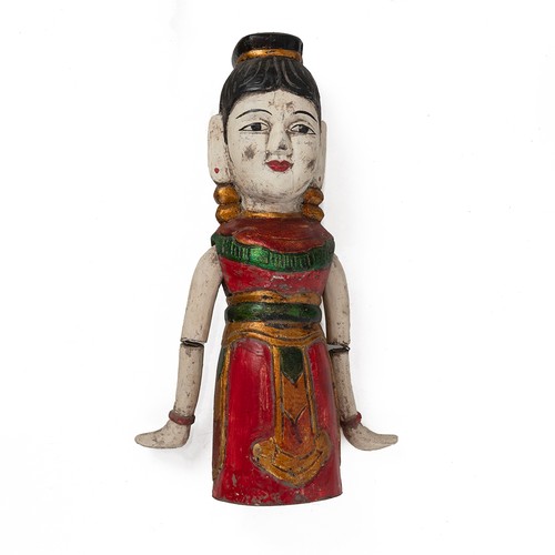 207 - Large vintage Chinese puppet, early 20th Century. Wooden head, hands and feet over a wicker body, we... 