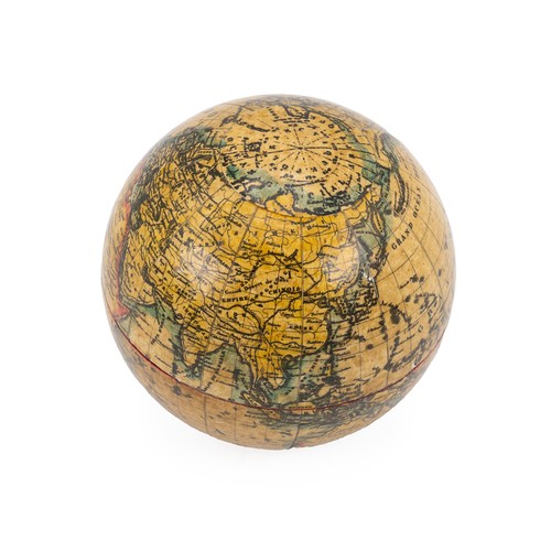 225 - 20th century example of a 2 inch pocket globe, 12 engraved and coloured gores, marked 'Globe Terrest... 