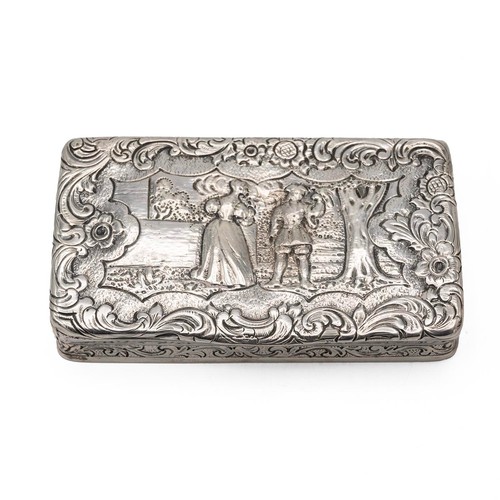 228 - Naval and Naval Interest: A silver gilt (tested as 925) metal snuff box decorated with repousse work... 