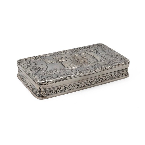 228 - Naval and Naval Interest: A silver gilt (tested as 925) metal snuff box decorated with repousse work... 