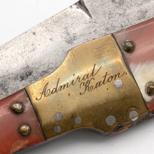 234 - Historical and Naval interest - Mid 19th Century Spanish folding knife inscribed 