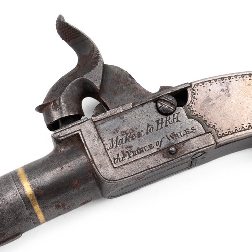 240 - Wilkison of Edinburgh 19th century pocket pistol engraved with the maker's mark and 'Maker's to HRH ... 