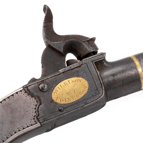 240 - Wilkison of Edinburgh 19th century pocket pistol engraved with the maker's mark and 'Maker's to HRH ... 