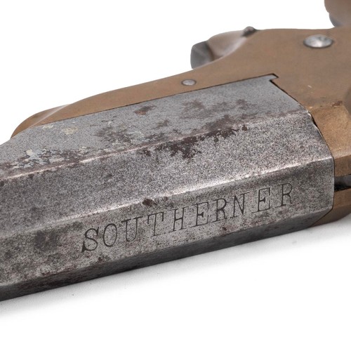 241 - 'Southerner' mid 19th century Derringer pocket pistol inscribed with maker's mark: 'Brown Manufactur... 