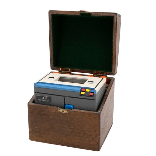 243 - Novelty Table Lighter in the form of a scale model of an IBM 1132 printer. In wooden case with plaqu... 