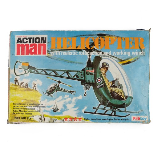 283 - Boxed Palitoy Action Man helicopter and pilot, c1970. Box tatty. W 48cm, D 32cm, H 9cm.