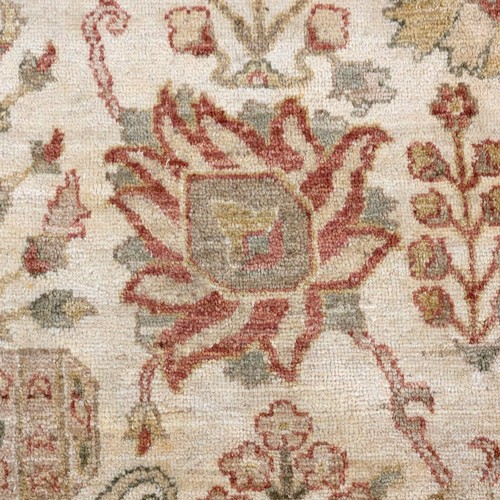 405 - Pakistan room size  woollen hand knotted rug decorated with garlands of flowers on a beige ground wi... 