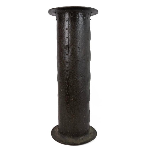 39 - Arts & Crafts beaten copper stick stand, c1900. Conical / chimney form, two rows of spade detail... 