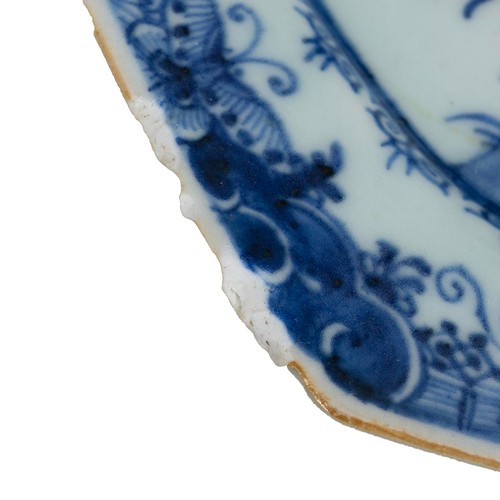 84 - Qianlong Chinese blue and white dishes to include two graduated eight sided oblong meat dishes with ... 