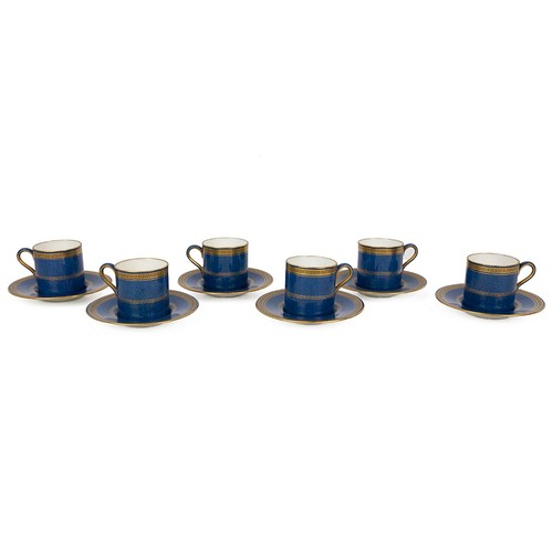 87 - Wedgwood 1930's coffee set comprising coffee pot, cream, sugar and six cans with saucers, all with p... 