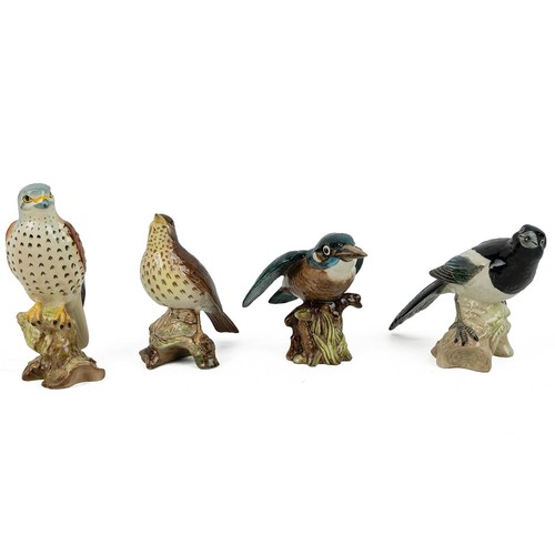 110 - Beswick bird figurines to include: Bald Eagle; Kestrel, Song Thrush, Magpie, Kingfisher; and three B... 