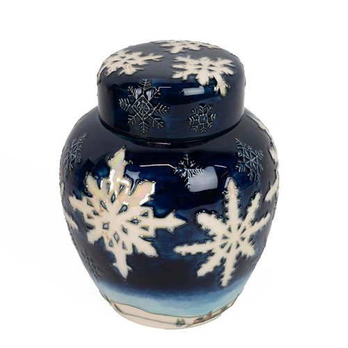 139 - Angie Davenport for Moorcroft 'Winter Wonderland' ginger jar, 2002, signed and dated to base with pr... 