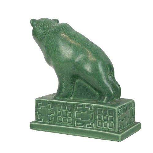 122 - Poole Pottery to include: Canadian Bear in green circa 1998 (H 19.5cm); an Aegean vase (H23cm); Bokh... 