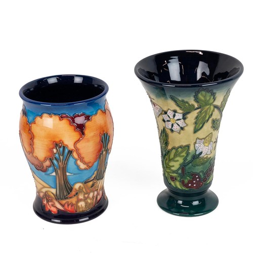 143 - Emma Bossons for Moorcroft 'Fruit Garden' trumpet vase  1999 (H 15.5cm) with monogram and impressed ... 