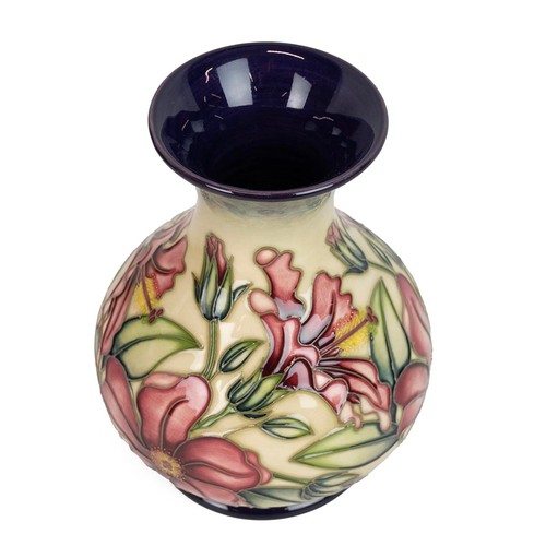 151 - Sian Leeper for Moorcroft 'Hibiscus' Trial vase, with Moorcroft impress stamp, trial date 25.7.02 an... 