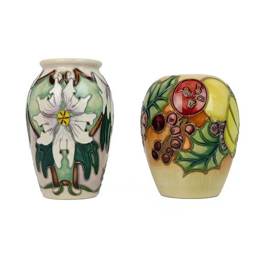 158 - Moorcroft: Kerry Goodwin 'Cup of Bounty' vase shape 102/3 2002 with Moorcroft maker's and year marks... 