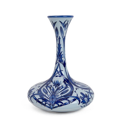 164 - Rachel Bishop for Moorcroft 'Blue on Blue' vase shape 100/9, 2004 - a Florian Ware inspired piece pr... 