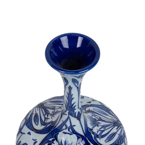 164 - Rachel Bishop for Moorcroft 'Blue on Blue' vase shape 100/9, 2004 - a Florian Ware inspired piece pr... 