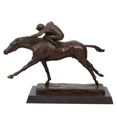 201 - Philip Blacker (b.1949) Bronze of Racehorse & Jockey, possibly Lester Piggott, c1978. Marked P.B... 