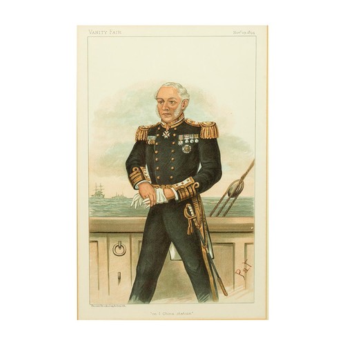 219 - PAT for Vanity Fair 'On 1 China Station' framed Print, c1894. Depicts Vice-Admiral the Hon. Sir Edmu... 