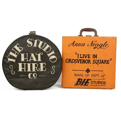 321 - Cinema studio interest. Vintage painted boxes for - Anna Neagle, 'I live in Grosvenor Square' Make u... 