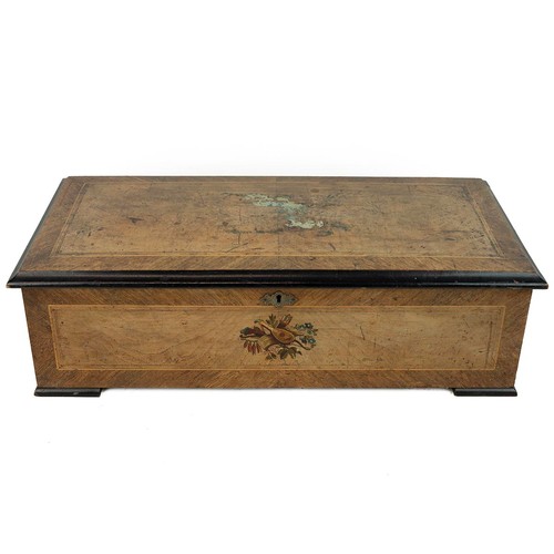 342 - Late 19th Century Swiss 20 air music box in walnut veneered case, 19cm (7.5 inch) brass drum and 40 ... 